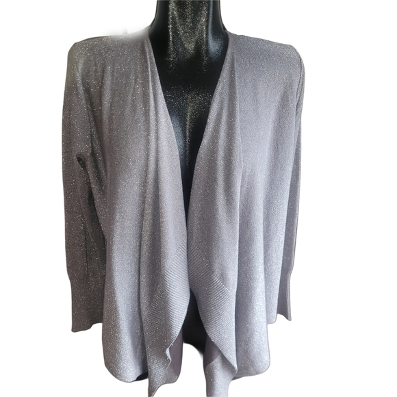 Peter Nygard Grey Silver Waterfall Cardigan L - Picture 1 of 6
